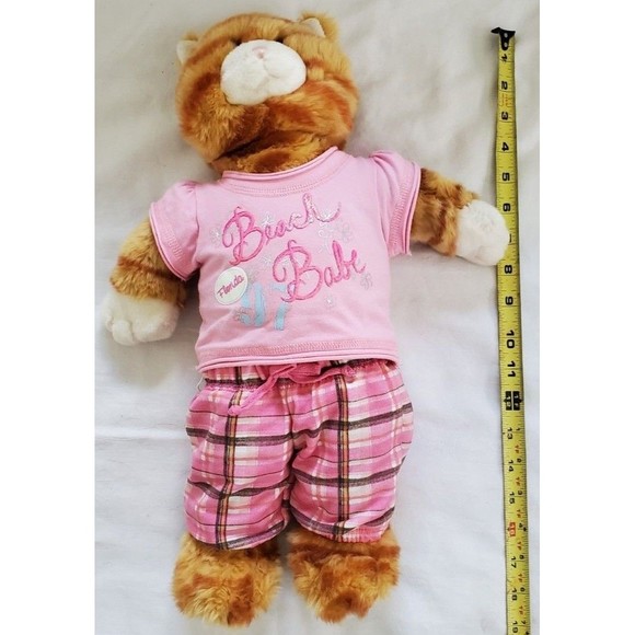 Build A Bear Orange Striped Tabby Cat Plush Stuffed Toy 18” Meow Button In Hand - Picture 2 of 11